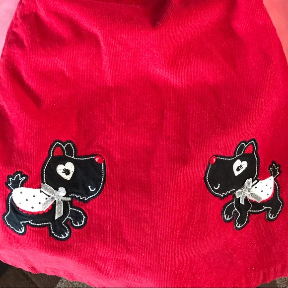 Scotty Dogs Sparkly Red Holiday Overalls Dress - Picture 5 of 6